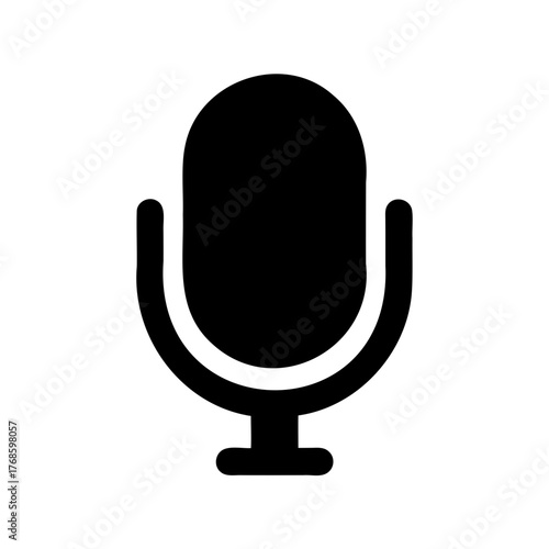 Simple and clean black microphone icon suitable for various applications, podcasting and recording