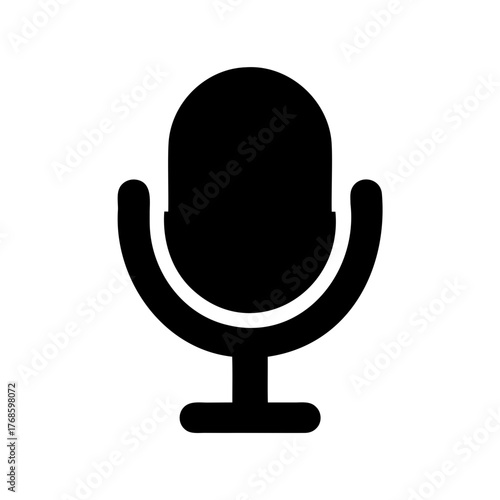 Sleek Black Microphone Icon, representing recording, speech, or audio input device