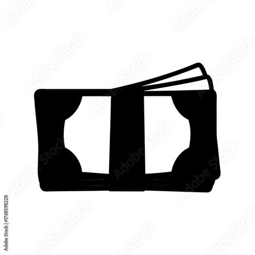 Black and white image of a stack of money or banknotes