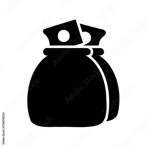 Two money bags overflowing with cash, representing wealth and financial success