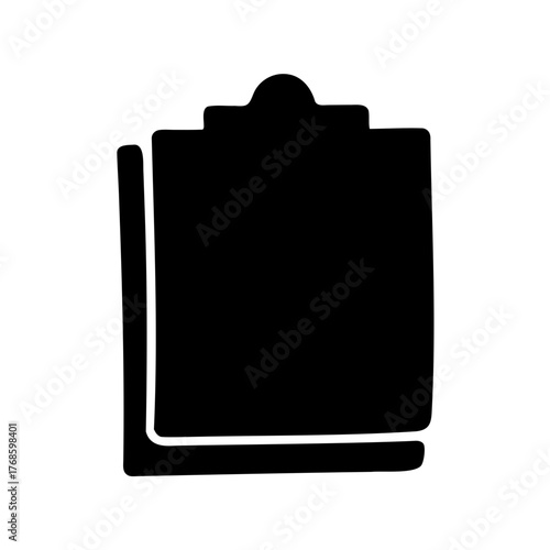 Black silhouette of a clipboard, perfect for notetaking or task management