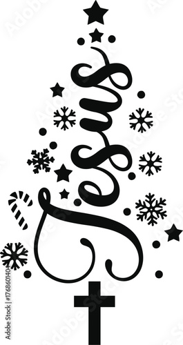Jesus SVG, Christian Christmas Tree, Jesus Christmas Tree svg, Jesus svg, Christmas svg, Bible verse, Faith Svg