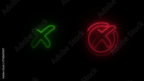Glowing Cross Neon Red X Animation on Dark Background

