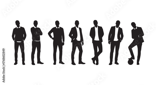 Corporate Business Men Suit Silhouettes Vector Set collection design illustrations standing poses with varied gestures