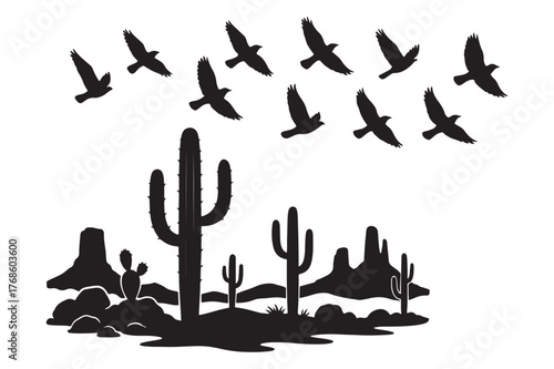 vector silhouettes of birds