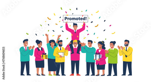 A Team Celebration Congratulating A Promoted Employee With Enthusiasm and Support