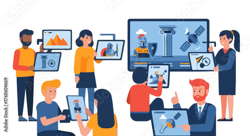 A Team Of Digital Designers Collaborate On Creative Visual Concepts And Projects Together