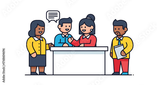 A Discussion Involving Various People Over A White Table Within A Meeting Setting