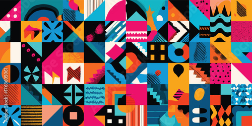 Abstract geometric 3d design with vibrant color accents and clean lines