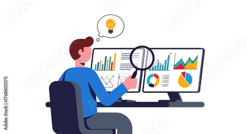 Analyst Conducting Data Inspection Discovering Innovative Conceptual Business Solutions