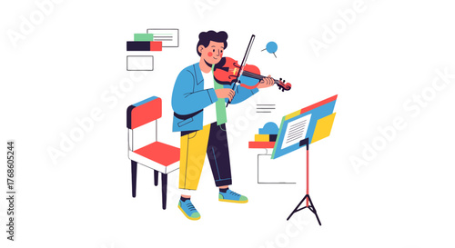 A Person Playing Violin, Performance And Musical Instruments On Black Background