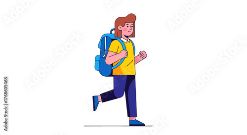 Animated Person With Bag Running, Perfect For Education Or Travel Concepts