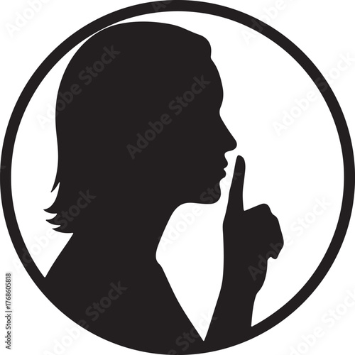 Shush Silence Finger on Lips Icon Secret Quiet or Be Silent Symbol