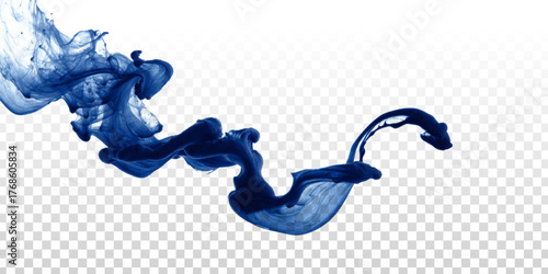 Vector blue ink drop isolated on transparent background.
