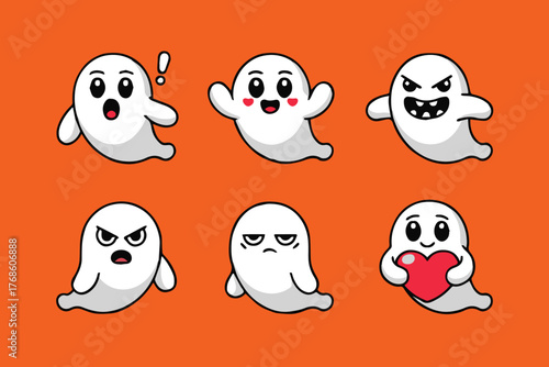 playful ghost feelings icons pack vector set ideal for education childrens resources and chat apps