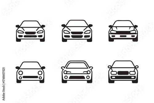 collection of vehicle front illustrations vector monochrome stylized car grille headlights