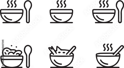 monochrome food bowl icon pack for restaurant menus cooking apps vector eps ai jpeg png