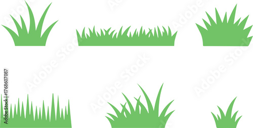 set of grass patch illustrations clean vector blades for branding packaging and web design