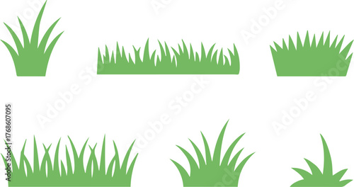 green grass patch collection six stylized vector elements editable ai eps png jpeg files