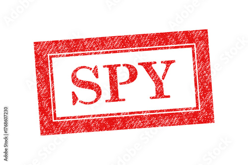 Vector red rubber stamp of Spy isolated on white background.