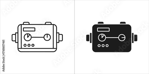 Two rca audio cable connectors, one line art and one solid black icon
