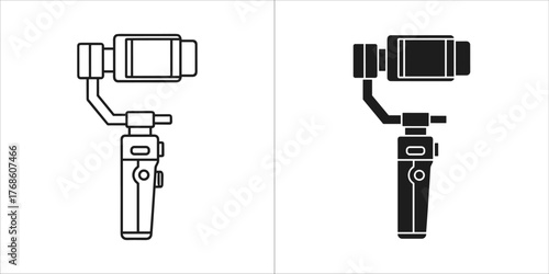 Two icons of an electric plug and adapter, one line art and one solid black
