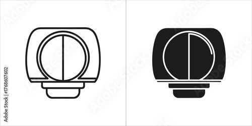 Two icons of a webcam, one outlined and one filled