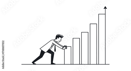 Business Growth: Conceptual Depiction of Effort and the Ascending Financial Trends Visualized