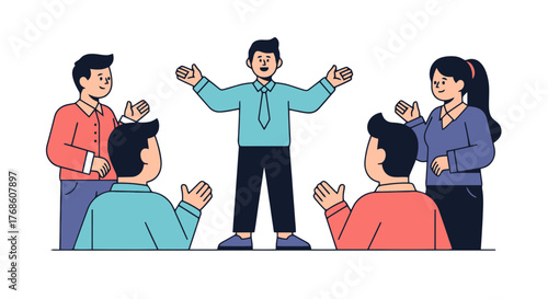 Business Leader Addressing the Team Illustrating Collaboration and Teamwork in a Meeting