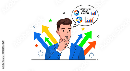 Business Leader Contemplating Growth And Analyzing Data For Brand Success