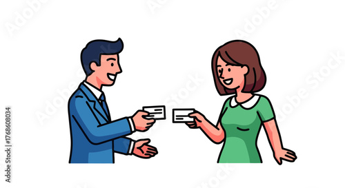 Business Partnership Illustration Showing The Exchange Of Information For Collaboration