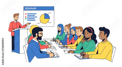 Attendees Listening Intently During a Business Presentation And Taking Notes