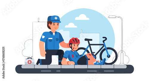 Bicyclist's Injury: Emergency Response and Aid After a Cycling Accident on the Road