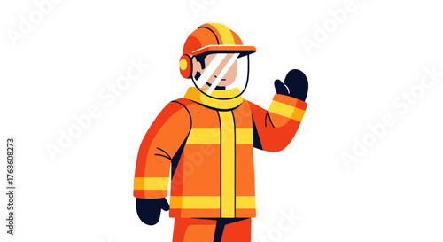 Brave Firefighter in Protective Gear Ready to Fight Flames and Save Lives at the Scene