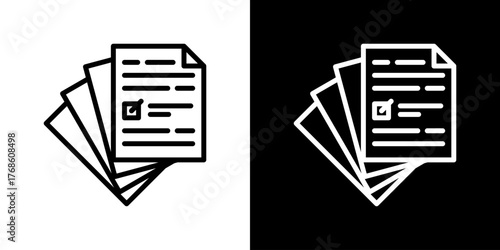 Paperwork Icon Set. Clean Line Design With Light And Dark Versions For Versatile Use. 