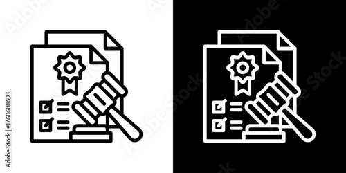 Legal Icon Set. Clean Line Design With Light And Dark Versions For Versatile Use. 
