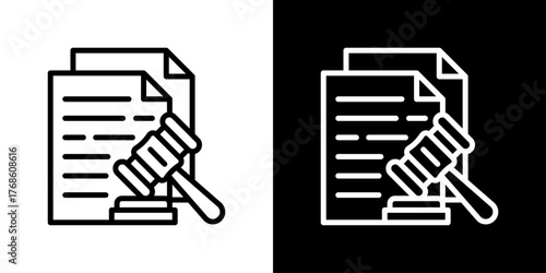 Law Icon Set. Clean Line Design With Light And Dark Versions For Versatile Use. 