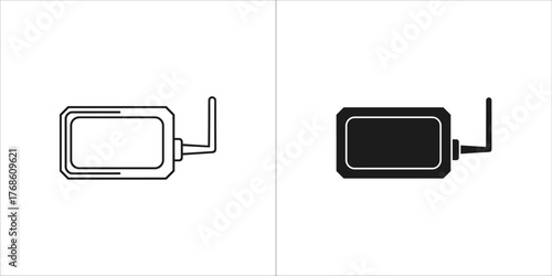 Gps tracker device icon with antenna