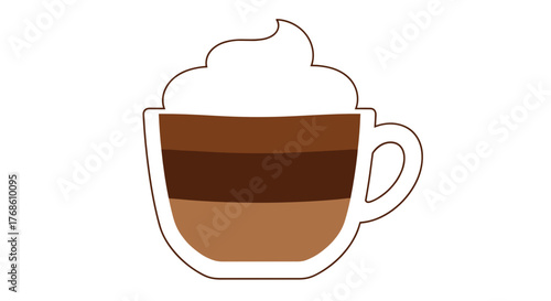 Hot cocoa mug with marshmallows and cinnamon stick illustration  