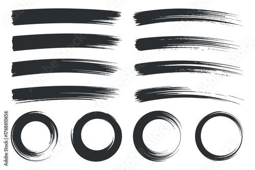 Paint Brush Stroke Texture Set Graphic Design Element Collection