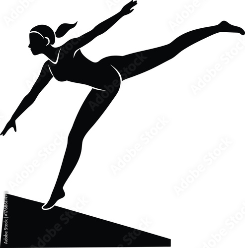 Gymnast Silhouette in Dynamic Pose woman athletic