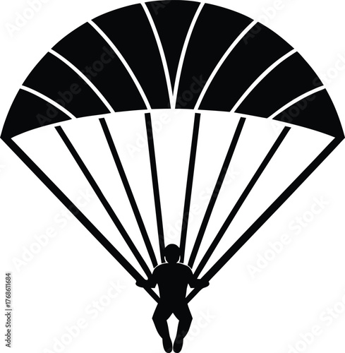 Parachutist Silhouette Descending parachute skydiving