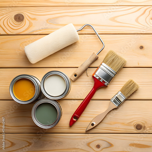 paint roller and brush