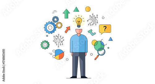 Conceptual Illustration: Unveiling Brainstorming, Innovation, and Problem-Solving Dynamics