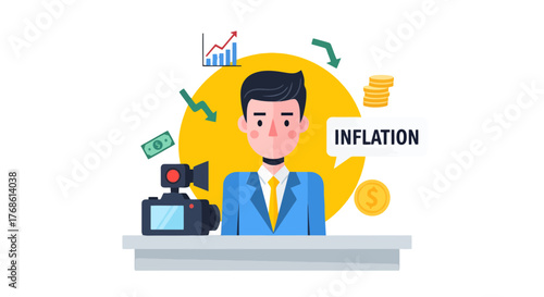 Cartoon Illustration Displays Economic Troubles and Inflation's Rising Concerns