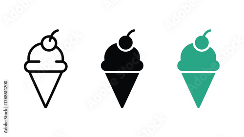 Three different styles of ice cream cone icons are shown.