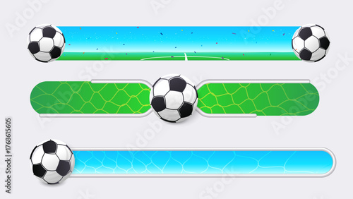 Set of lower third or sport banner design with football background.
