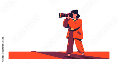 A Photographer Capturing A Moment Against A Deep Black Backdrop In Artistic Style