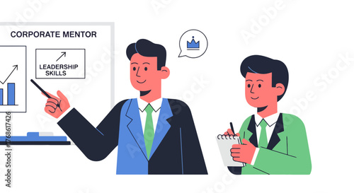 Corporate Mentor Discussing Leadership Skills Presenting Growth Strategies And Mentoring Ideas