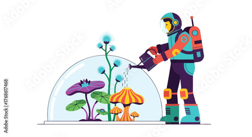 Cosmic Gardener Nurtures Alien Flora Within A Climate-Controlled Orbital Habitat